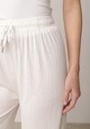 Białe Szerokie Spodnie z Bawełną Zdobione Cyrkoniami Azilene