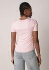 Różowy Prążkowany T-shirt Ozdobiony po Bokach Marszczeniem Nedisa