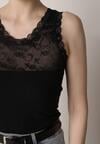 Czarny Bawełniany Top z Koronkową Górą Beralia