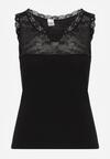 Czarny Bawełniany Top z Koronkową Górą Beralia