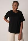 Czarny T-shirt z Bawełny Typu Oversize Nedika