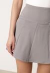 Ciemnoszare Sportowe Spódnico-Szorty z Funkcjonalnymi Kieszonkami Natellea