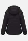 Czarna Dwustronna Kurtka Pikowana z Kapturem Zidila
