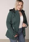 Ciemnozielona Dwustronna Kurtka Przejściowa w Stylu Parki z Kapturem Tidala
