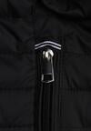 Czarna Pikowana Kurtka Przejściowa z Odpinanym Kapturem Tidesse
