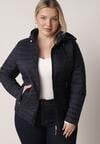 Granatowa Pikowana Kurtka Przejściowa z Odpinanym Kapturem Tidesse