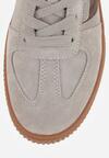 Szare Zamszowe Sneakersy w Stylu Klasycznych Tenisówek ze Skórzaną Wkładką Riosera