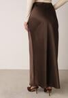 Brązowa Satynowa Spódnica Maxi Shapas