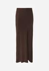 Brązowa Satynowa Spódnica Maxi Shapas