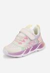 Biało-Fioletowe Buty Sportowe z Podeszwą LED i Zapięciem na Rzep Zidele