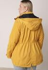 Żółto-Granatowa Przejściowa Kurtka Dwustronna Parka z Pikowaniem i Kapturem Tidare