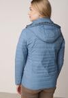Niebieska Pikowana Kurtka Przejściowa z Kapturem z Lamówką i Ściągaczami Zidara