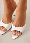 Białe Klapki na Szpilce z Otwartym Noskiem w Szpic Sewnessa
