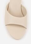 Beżowe Klapki na Niskiej Szpilce z Odkrytym Noskiem Cametea