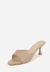 Ciemnobeżowe Klapki na Niskiej Szpilce z Odkrytym Noskiem Cametea