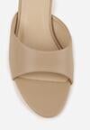 Ciemnobeżowe Klapki na Niskiej Szpilce z Odkrytym Noskiem Cametea