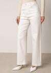 Białe Szerokie Jeansy z Bawełny z Wysokim Stanem Dalinatea