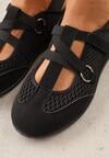 Czarne Siateczkowe Tenisówki w Stylu Balerinek z Paskiem na Rzep Talenate