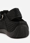 Czarne Siateczkowe Tenisówki w Stylu Balerinek z Paskiem na Rzep Talenate