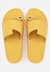 Żółte Klapki Typu Japonki z Metaliczną Ozdobą Samrina