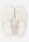 Białe Klapki Japonki na Obcasie Typu Kaczuszka Livnara