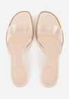 Beżowe Klapki z Transparentną Cholewką na Niskiej Szpilce Yalindra
