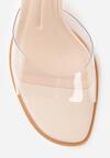 Beżowe Klapki z Transparentną Cholewką na Niskiej Szpilce Yalindra