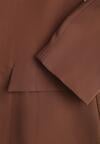 Brązowa Elegancka Sukienka VICES o Trapezowym Kroju z Imitacją Kieszeni Amaliete