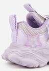 Fioletowe Buty Sportowe na Grubej Podeszwie z Siateczką Gwiazdkami i Zapięciem na Rzep Petilacia