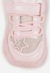 Różowe Buty Sportowe na Grubej Podeszwie z Siateczką Gwiazdkami i Zapięciem na Rzep Petilacia