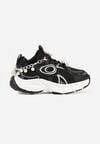 Czarne Buty Sportowe Sneakersy Chunky z Ozdobnym Łańcuszkiem z Perełkami Nephenilla