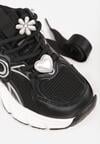 Czarne Buty Sportowe Sneakersy Chunky z Ozdobnym Łańcuszkiem z Perełkami Nephenilla
