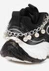 Czarne Buty Sportowe Sneakersy Chunky z Ozdobnym Łańcuszkiem z Perełkami Nephenilla