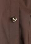 Brązowa Bawełniana Koszula Oversize z Biżuteryjnymi Guzikami Adrearina