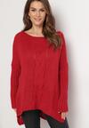 Czerwony Sweter Wełniany Oversize Cordrei