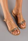 Brązowe Sandały na Koturnie z Imitacji Skóry Zapinane na Sprzączkę Moalas