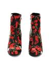 Czarno-Czerwone Botki Dancing Flowers