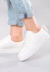 Białe Buty Sportowe Sparkling Bowknot