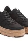 Czarne Sneakersy na Grubej Podeszwie z Tłoczeniami Try to Forget