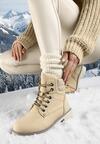Beżowe Płaskie Klasyczne Traperki ze Sznurowaniem Lobanne