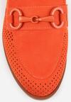Pomarańczowe Ażurowe Mokasyny Vices ze Skórzaną Wkładką Felastra