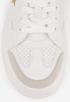 Biało-Złote Sneakersy Vices na Grubej Podeszwie Ozdobione Gwiazdką Fenalia