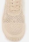 Beżowe Ażurowe Sneakersy Vices na Grubej Podeszwie z Tłoczeniem Luminise