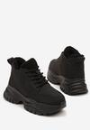 Czarne Traperki Sneakersy Vices na Grubej Tłoczonej Platformie Typu Traperki Narrise