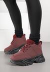 Bordowe Traperki Sneakersy Vices na Grubej Tłoczonej Platformie Typu Traperki Narrise