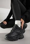 Czarne Botki w Stylu Sneakersów Chunky na Grubej Podeszwie Leandre