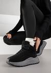Czarne Sneakersy Śniegowce Vices na Grubej Podeszwie Ozdobione Futerkiem i Napisem Nelinena