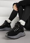 Czarne Sportowe Sneakersy Śniegowce Vices na Grubej Podeszwie Nellsana
