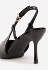 Czarne Lakierowane Sandały Vices na Szpilce Bez Pięty Tiavarelle
