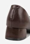 Ciemnobrązowe Czółenka Vices na Niskim Słupku ze Skórzaną Wkładką Rilenela